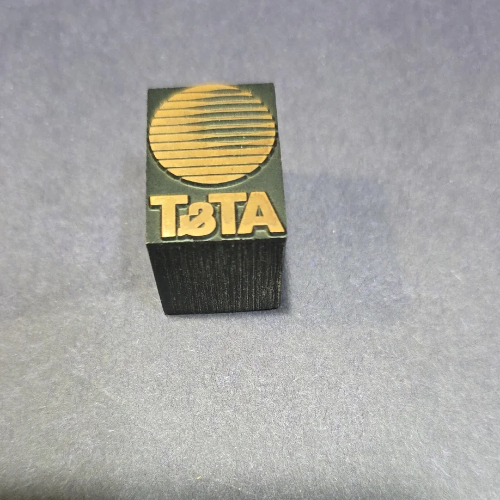 Vintage Wood-Mounted Letterpress Printing Block For‎ AT&T, Vintage 1980s